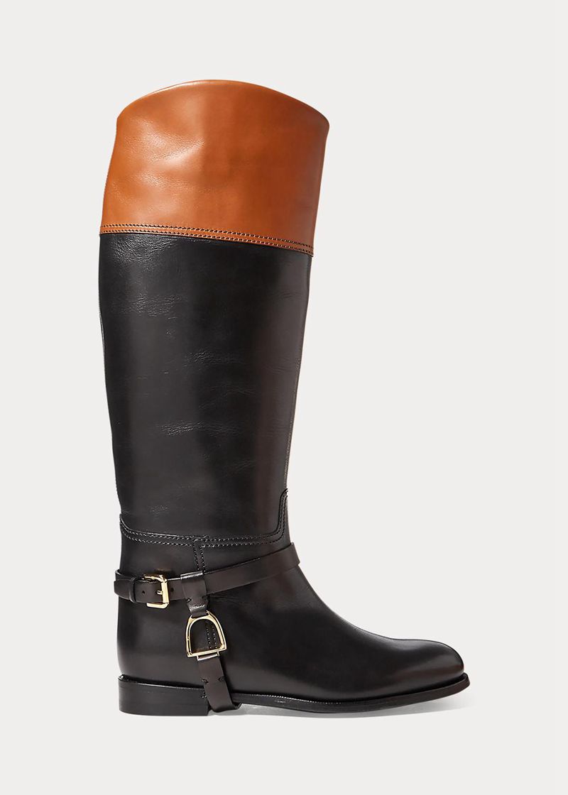 Botas Ralph Lauren Mujer Sade Burnished Calfskin Riding Chile Negras EDYUQ-3504